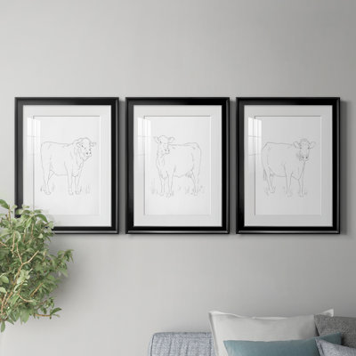 " Limousin Cattle I " 3 - Pieces Painting Print
