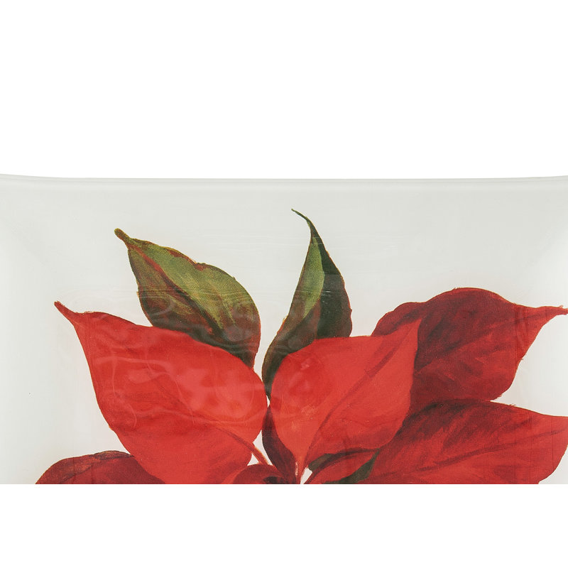 Plateau en verre de Noël poinsettia