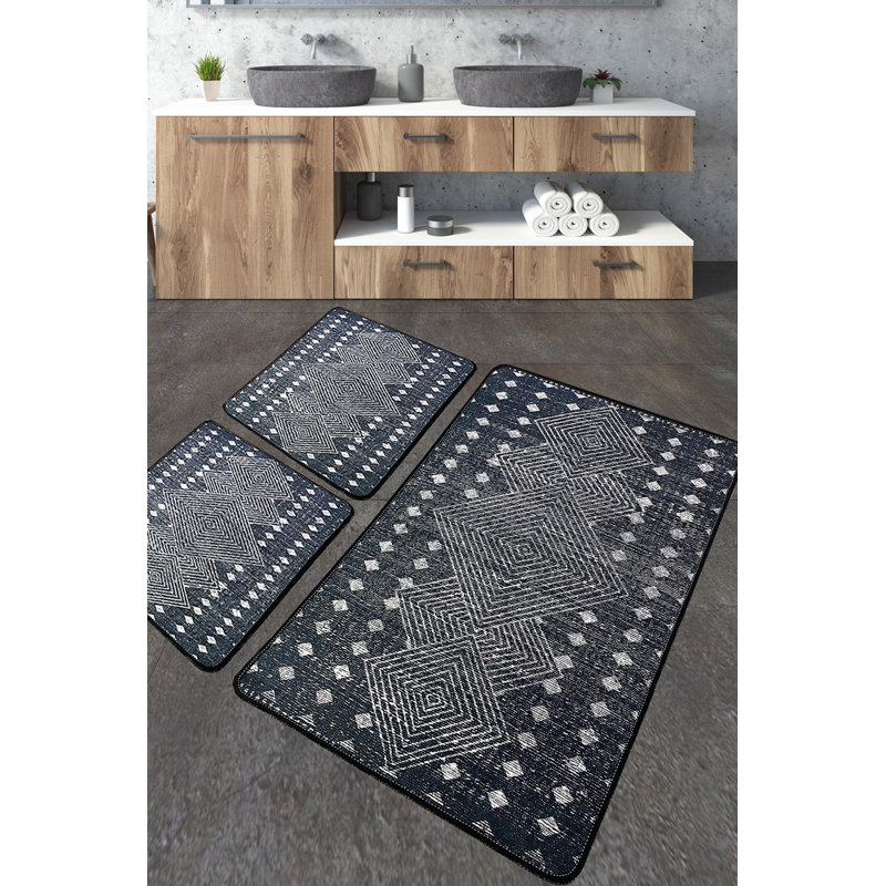 Ensemble de tapis de bain luxueux (3 pièces), en polyester doux, 23,6 po x 39,4 po (1 pièce) et 19,7 po x 23,6 po (2 pièces) | Antibactérien, antidérapant, 20,5 oz / pied carré | Lavable à la machine et durable, parfait pour les salles de bain élégantes