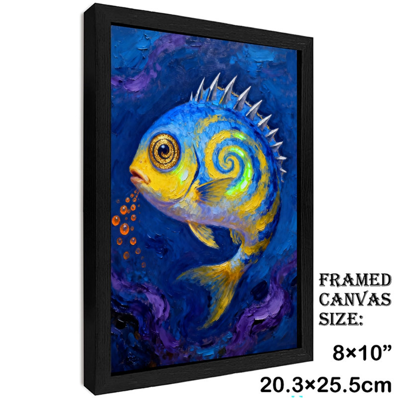 Reproduction d'art encadré noir rétro bleu unique, H 11 po x l 9 po