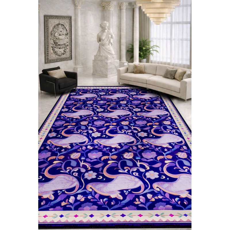 Tapis tissé à motif nautique bleu Mosso, 2 pi 6 po x 4 pi 11 po