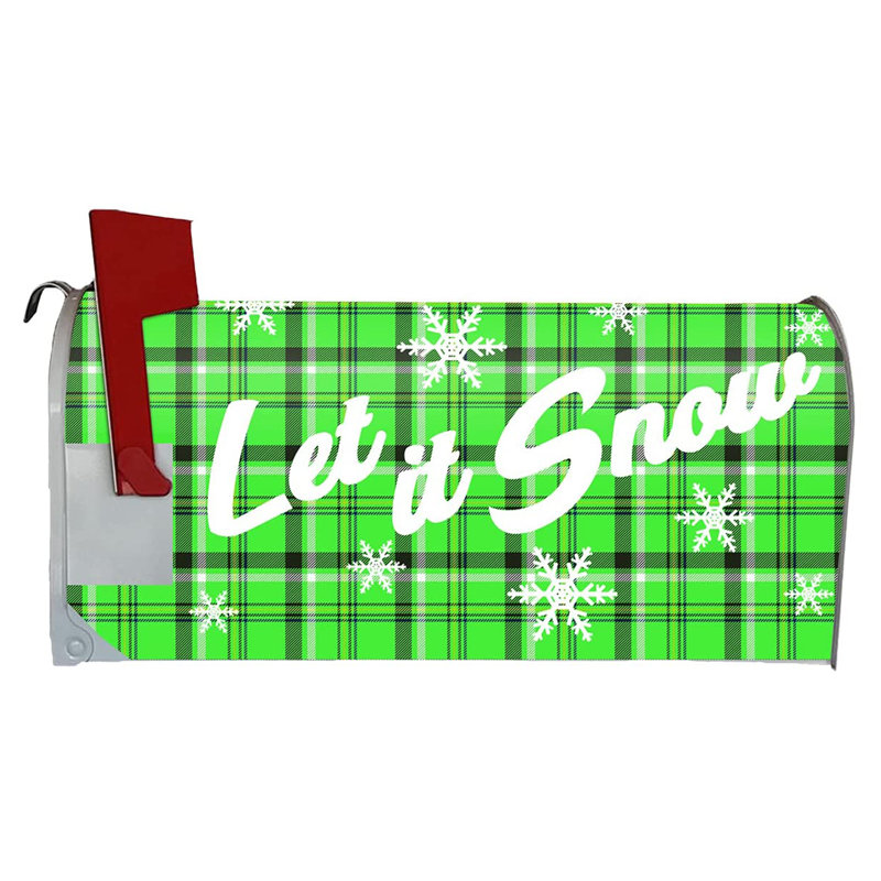 Couvercle de boîte aux lettres de Noël, Vert / blanc / noir, H 5 po x l 18 po