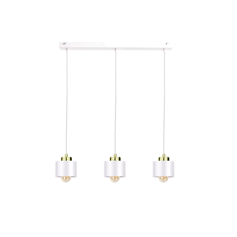 Jiniyah 3 - Light Drum Pendant, White, White/Gold