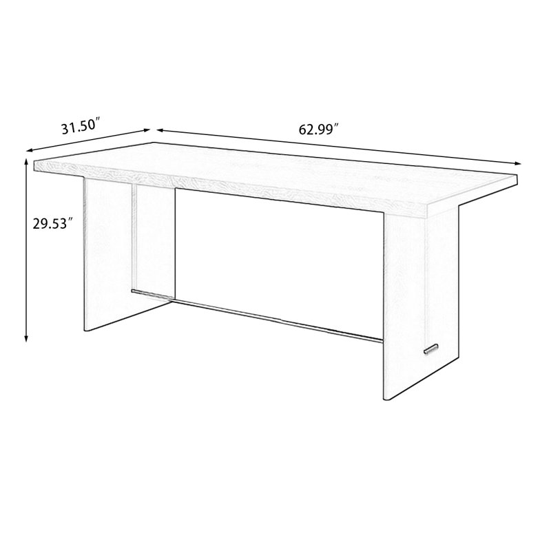 Table de salle à manger rectangulaire noire, H 29,53 po x L 62,99 po x l 31,5 po