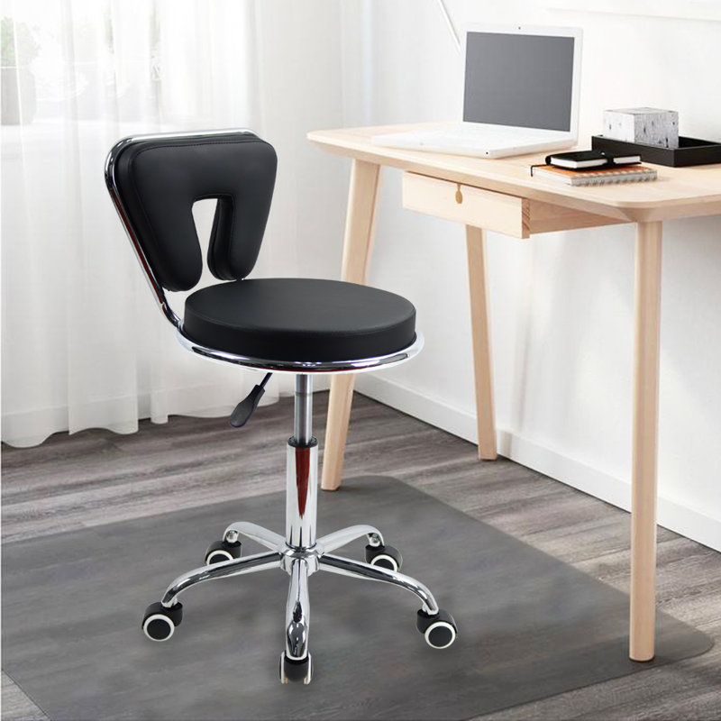 Backed Adjustable Height Ergonomic Lab Stool with Removable Casters/Wheels