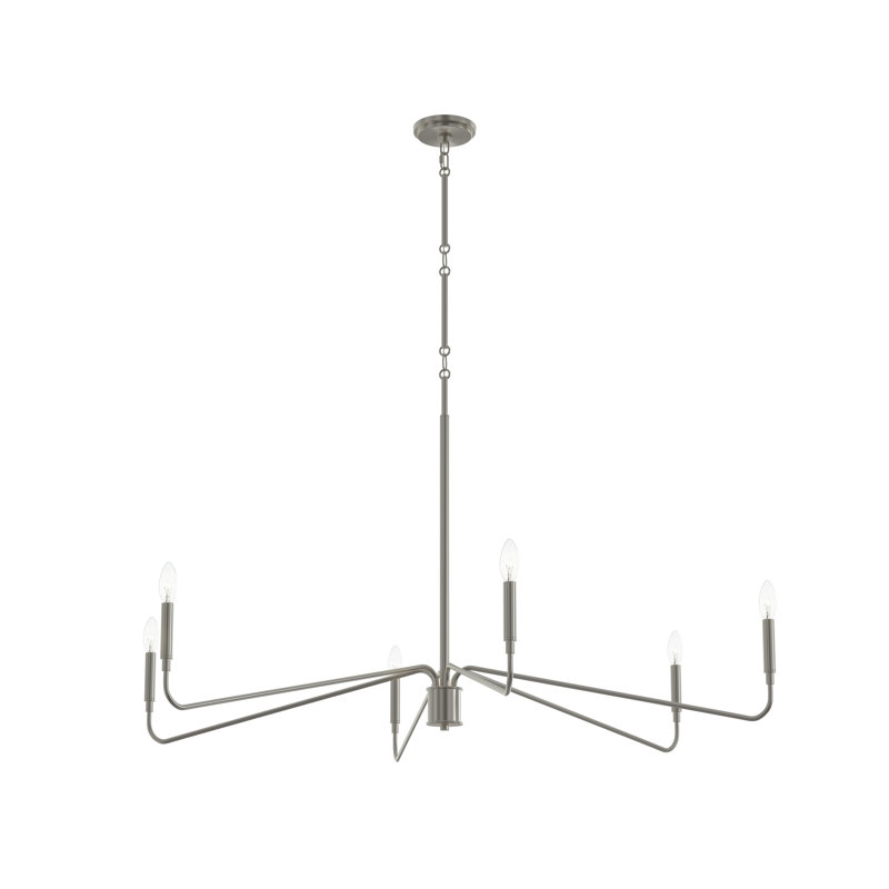 Pilar Extra Large Brushed Nickel 6-Light Chandelier, Brushed Nickel