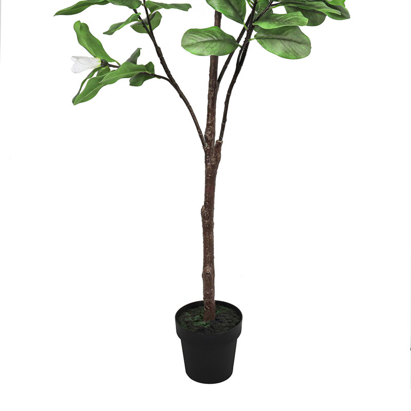 Artificial Magnolia Flower Tree in Pot, White