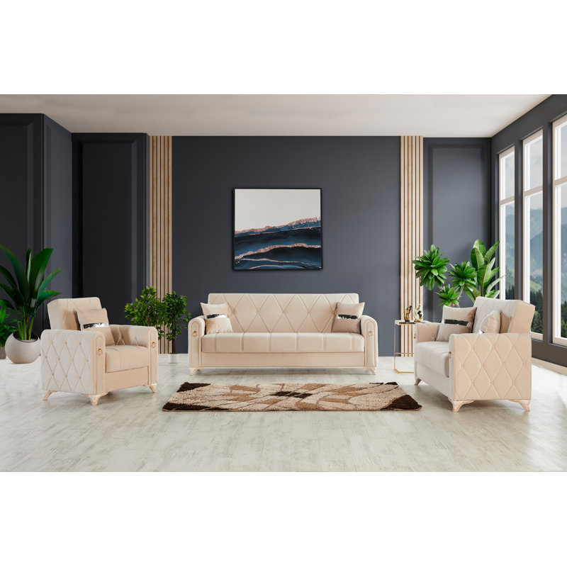 Fauteuil-lit convertible 35 po avec rangement Ferrero, Microfibre brun clair