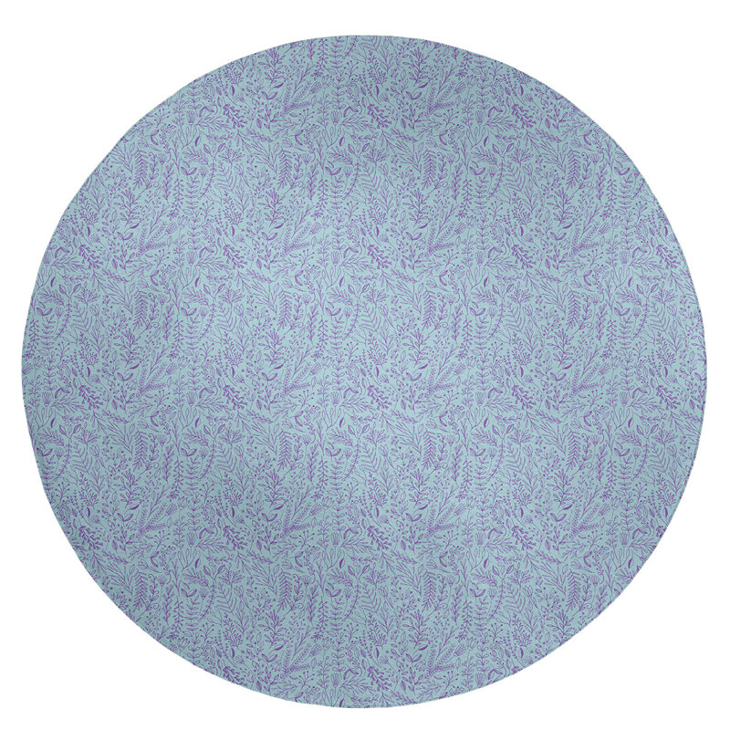 Tapis bleu ciel ditsy floral, Rond 5 pi