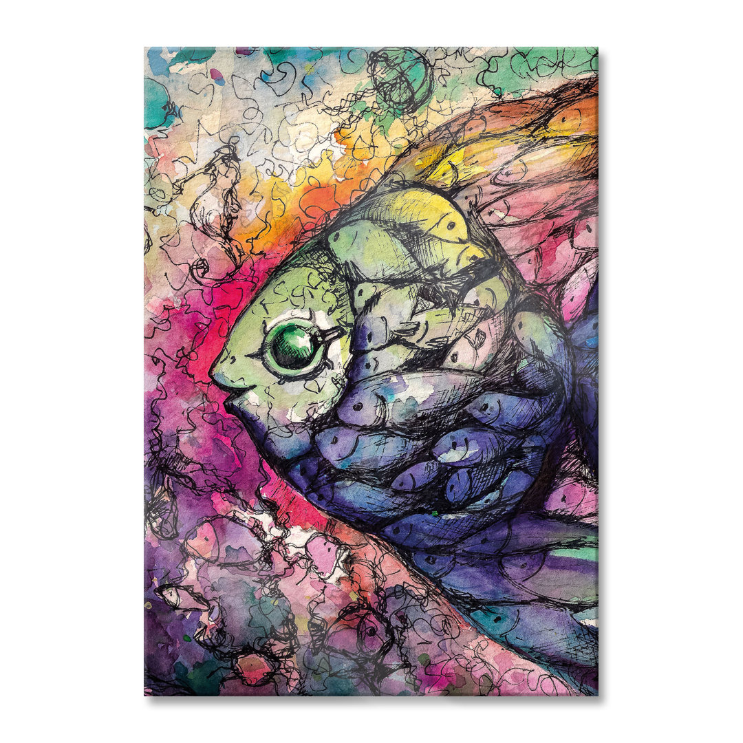 Glasbild _ Wandbild Auf Echtglas _ Regenbogenfisch Kunst _ Inkl. Aufhängung Und Abstandshalter_LFs9044