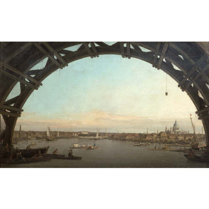 Adhésif mural Canaletto London vu à travers une arche du pont de Westminster (1747), H 43,5 po x l 72 po