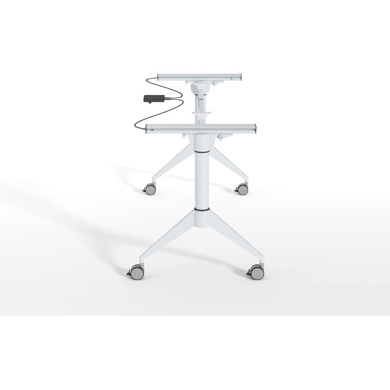 White Adjustable Folding Training Table Base with Casters