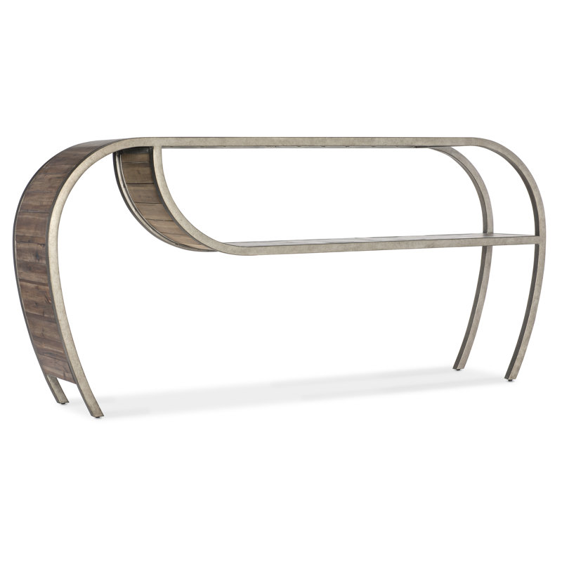 Rustic Brown Wood and Metal Console Table with Storage