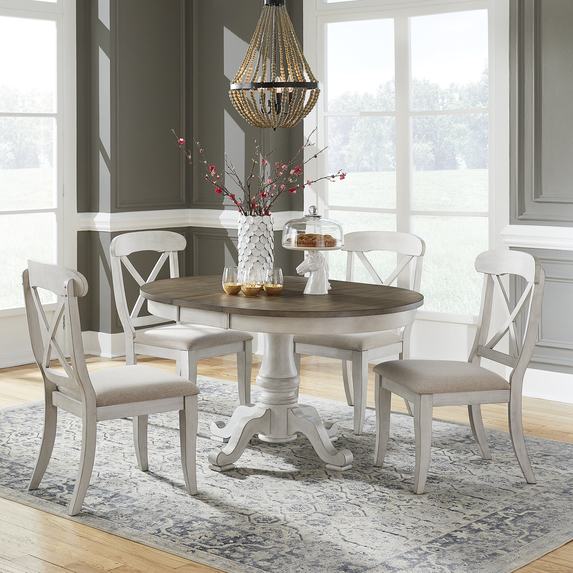 Selman 5 Piece Extendable Pedestal Dining Set