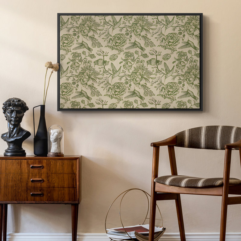 Botanique rétro - CX, Toile avec cadre flottant, H 27 po x l 41 po, Noir
