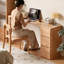 Bureau rectangulaire en bois massif avec 3 tiroirs Burlywood-292482081