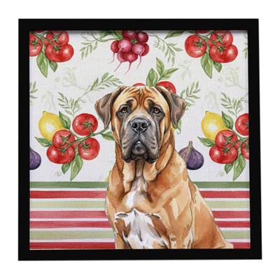 Neapolitan Mastiff Vegetables Framed Metal Print