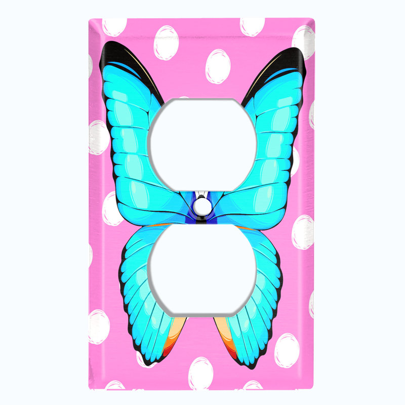 Plaque murale berçante à pois 1 papillon bleu