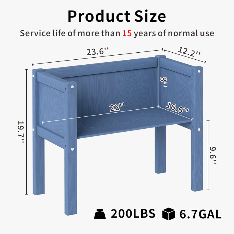 Nakirah Elevated Raised Planter Box HDPE Waterproof, Navy