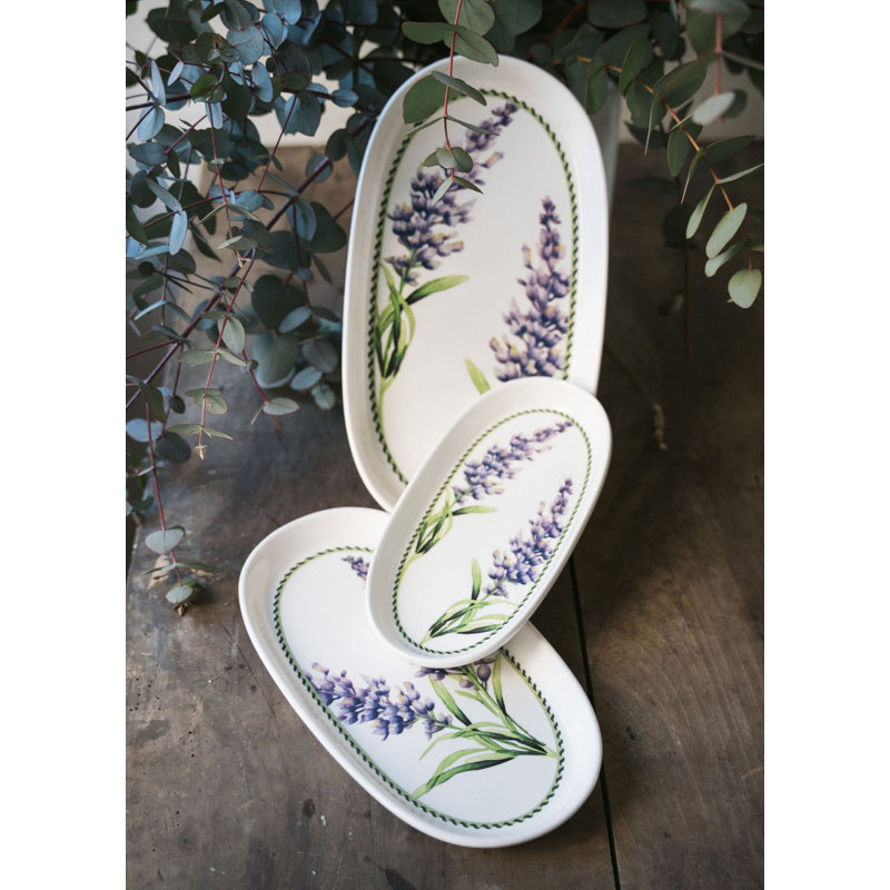 Elegant Lilac Platter Set (2 Pieces), 8.3 x 4.7 x 0.8 inches | 100% Ceramic, Dishwasher Safe | Perfect for Serving Appetizers & Desserts, Stylish and Functional Design for Entertaining Guests