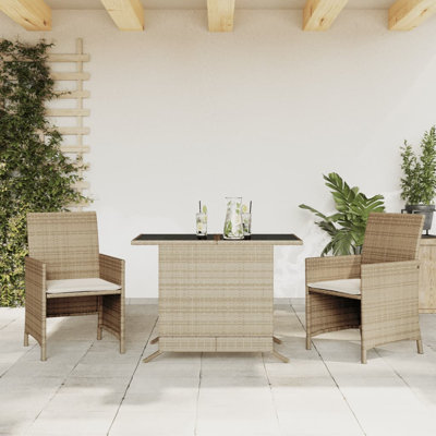 Vidaxl 3 Piece Bistro Set With Cushions Brown Poly Rattan