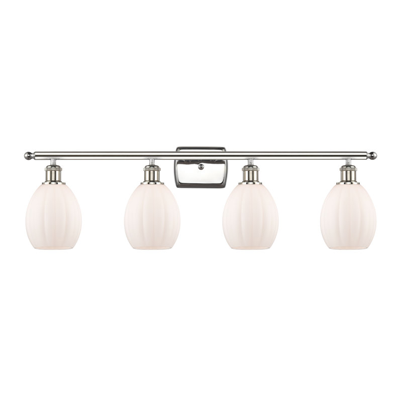 Éclairage pour meuble-lavabo 4 lumières Fleury, Blanc mat, Nickel poli, Incandescent