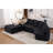 133" Modular U-Shaped Sectional Compression Sofa with Removable Recliner Module, Black Woodgrain Chenille, Boneless, Ideal for Large Spaces - Flexible Configuration