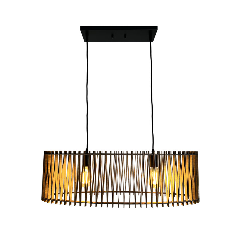 Luminaire suspendu en bois 2 lumières
