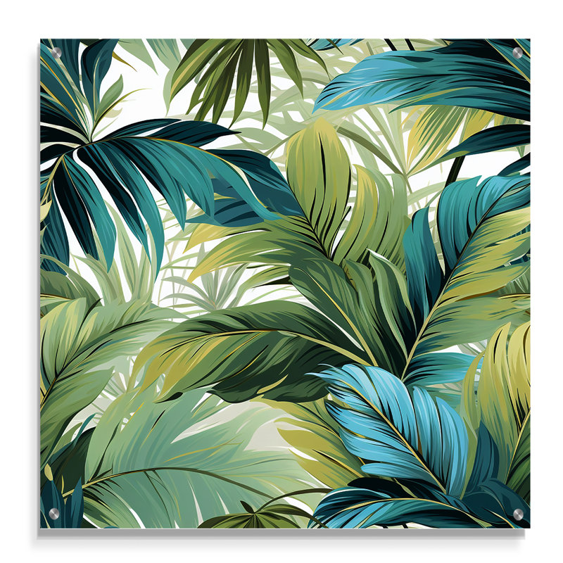 Palmier, motif tropical en acrylique, H 16 po x l 16 po