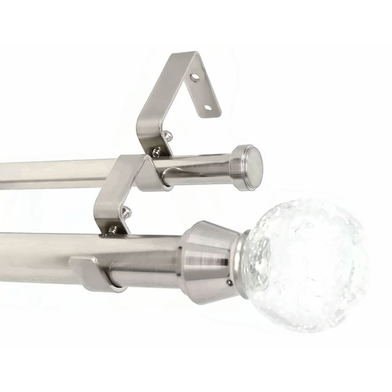 Tringle à rideaux double en verre craquelé Mullett, Noir, H 1 po x l 120 po x P 1 po