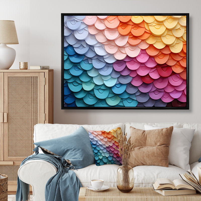 " Opt Harmonious Spectrum II ", Black Floater Framed, 24" H x 32" W x 1" D