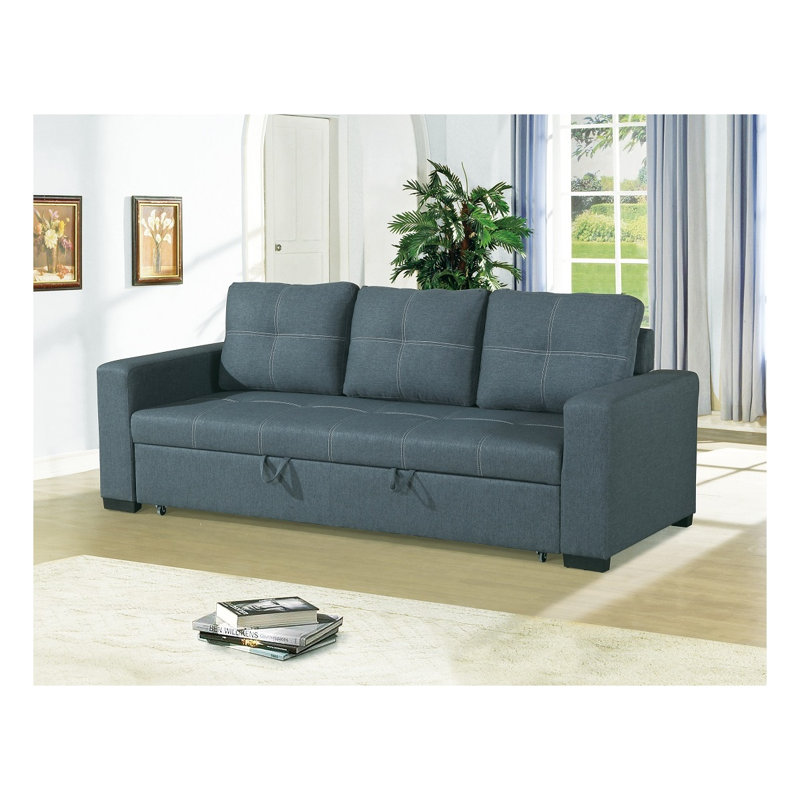 Canapé avec canapé-lit convertible en polyfibre gris-bleu HS00-F6532