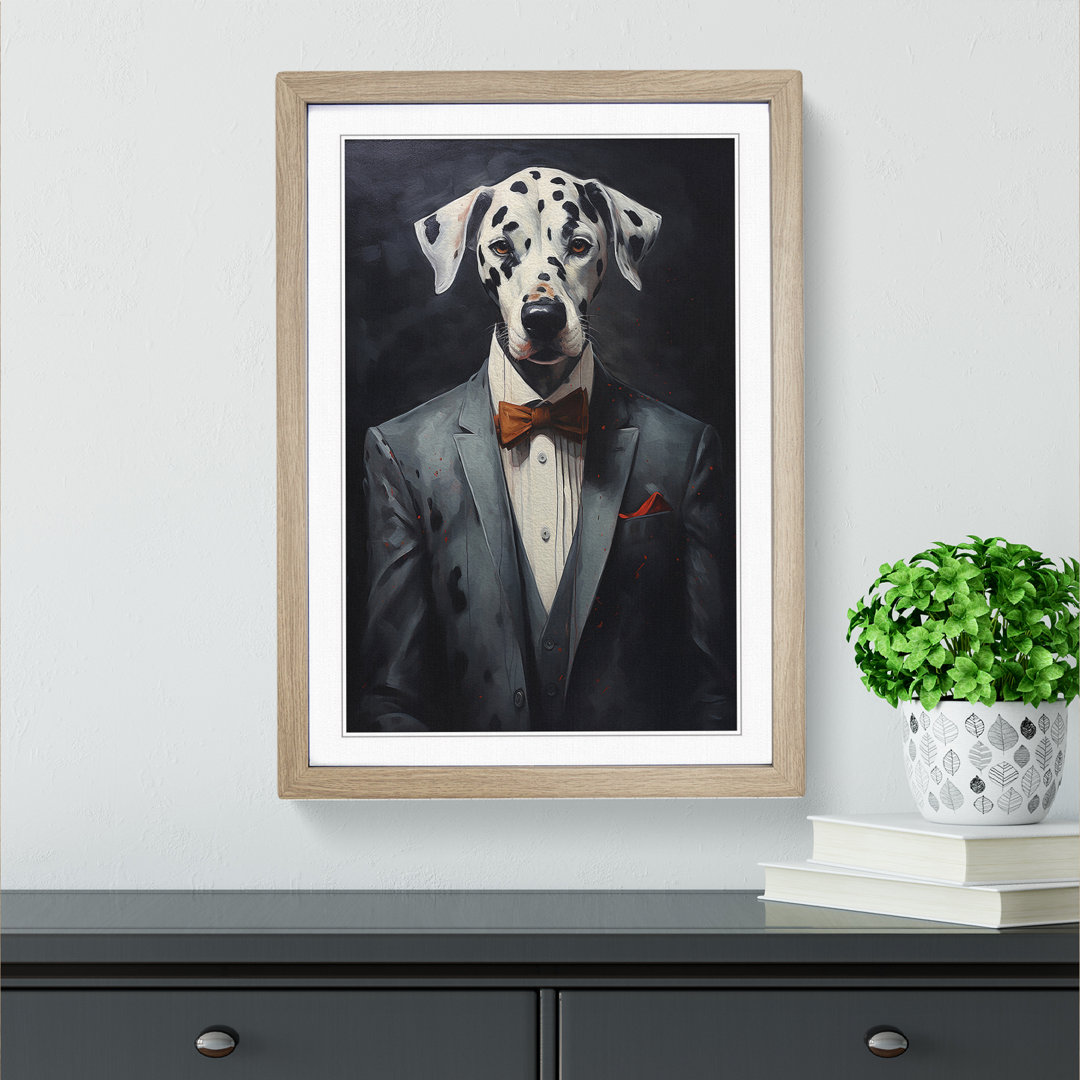 Dalmation In A Suit No.5 - Single Picture Frame Print on Wood