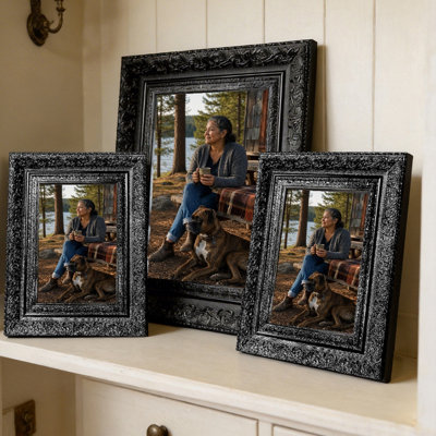 Cadre photo orné 3 pièces 8 "x 10" noir pour cadeaux pour la maison neuve