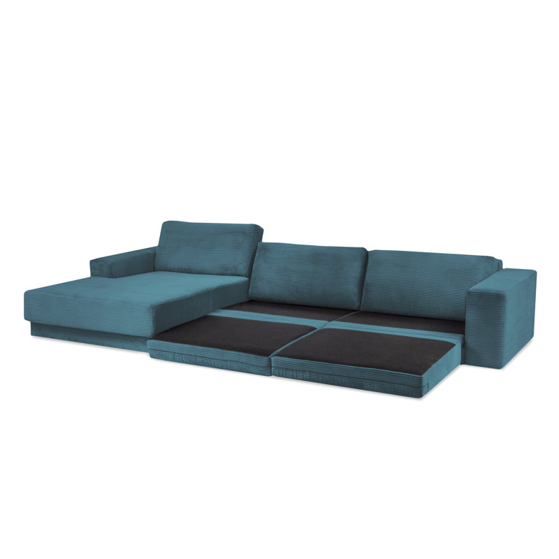 Donatella 6 Seater Sofa Bed, Left Hand Facing, Green Corduroy