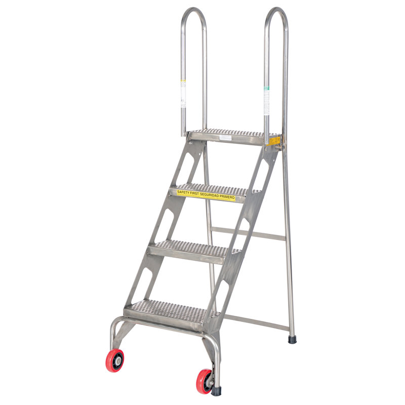 Échelle à roulettes pliable en acier à 4 marches Clarion