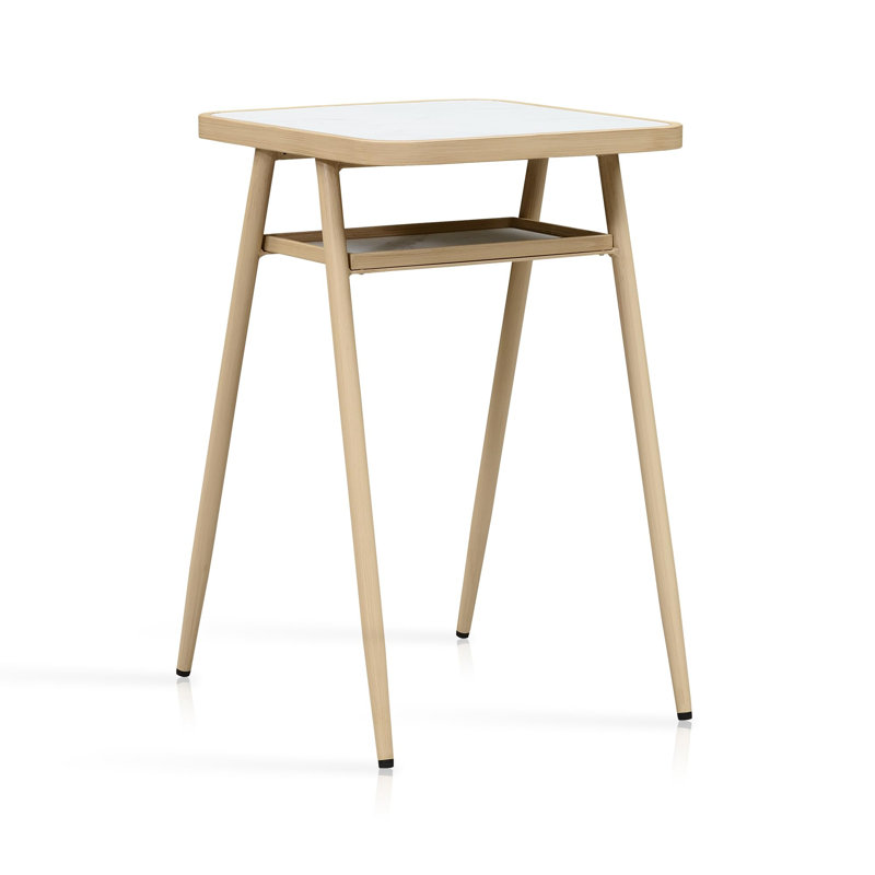 George Oliver Counter Height Square Table with Shelve, Teak