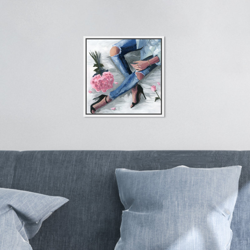 Romantiques jeans - Impression sur papier, H 12 po x l 12 po x P 1,5 po, Blanc