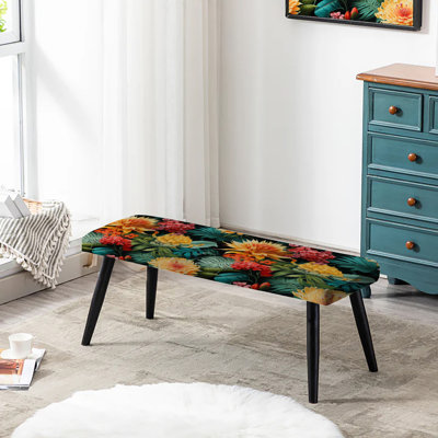Jungle Splendor - motif tropical - banc rembourré noir Tropical