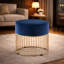 Repose-pieds rond en velours 1pc avec cadre doré luxueux, repose-pieds rembourré confortable-419707288