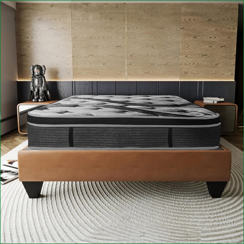 Matelas, mousse à mémoire de forme supérieure pleine grandeur 14 po avec ressorts ensachés | Gris foncé | Polyester
2Déscription