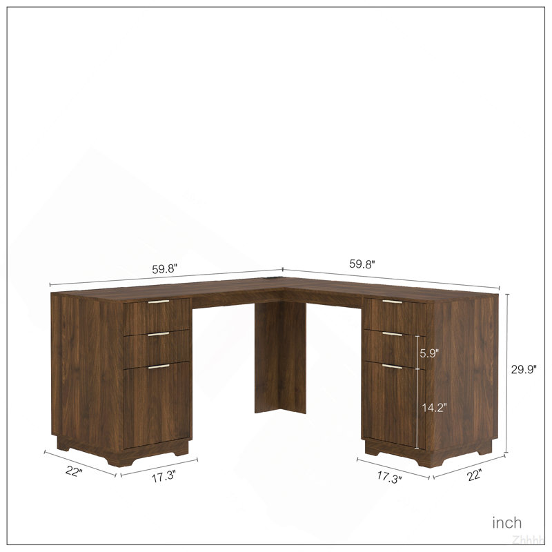 Bureau en L, bureau d'ordinateur avec tiroirs, bibliothèque, bureau d'angle moderne, bureau à domicile, bureau d'écriture en L, bureau d'ordinateur de coin avec rangement