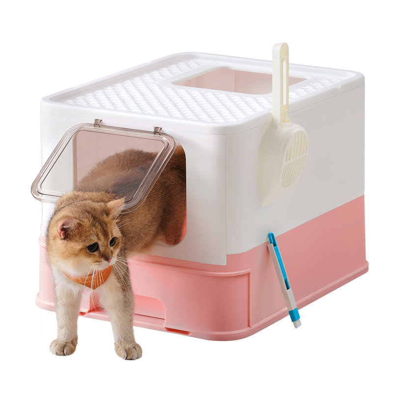 Polypropylene Litter Box with Scoop, Pink