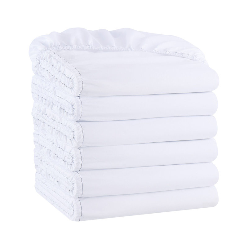 Host & Home Soft Brushed Hypoallergenic Microfiber Fitted Sheets - Pack of 6, Queen Fitted Sheet, White