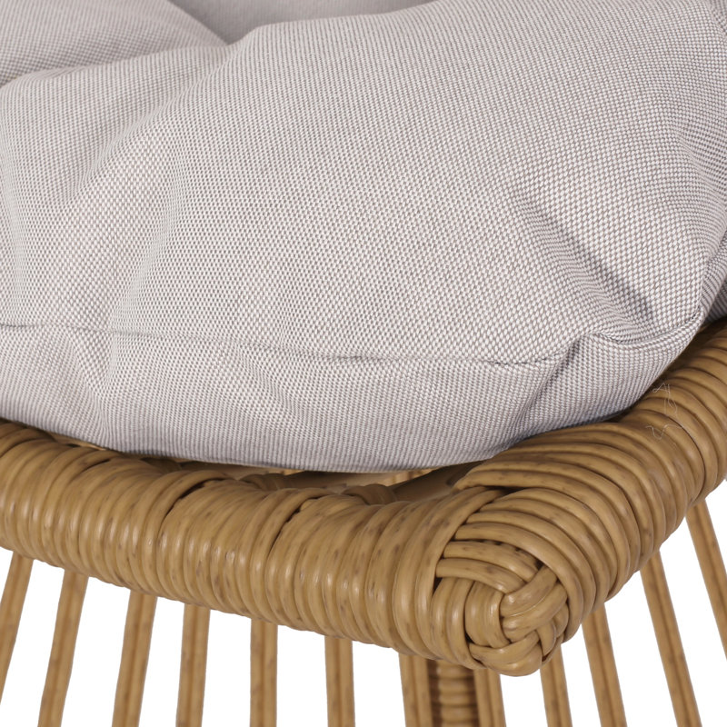 Elaine Chair & Side Table, Beige Cushion/Light Brown Frame