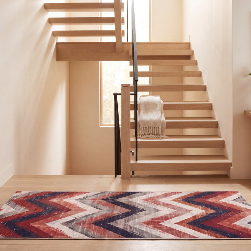 Tapis Manor2 moderne à rayures effet pinceau, rouge, noir, gris et blanc, antidérapant, à poils courts, pour intérieur et extérieur, adapté aux animaux domestiques, salon, chambre, salle à manger, entrée, couloir, bureau, lavable