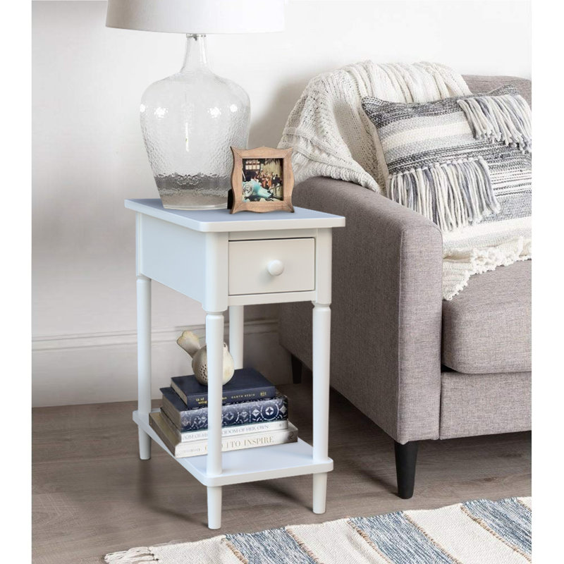 Deboria Solid Wood End Table with Storage, White
