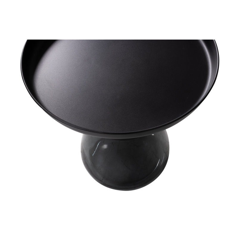 Dalasha Black Half Transparent Steel Side Round Coffee Table