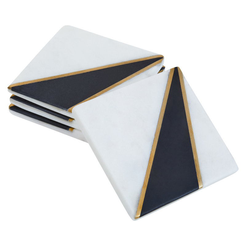 Aybek Marble Square 4 Piece Coaster Set