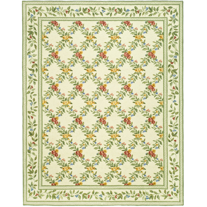 Hand Hooked Wool Pile Floral Rug, Runner 2'6" x 10'